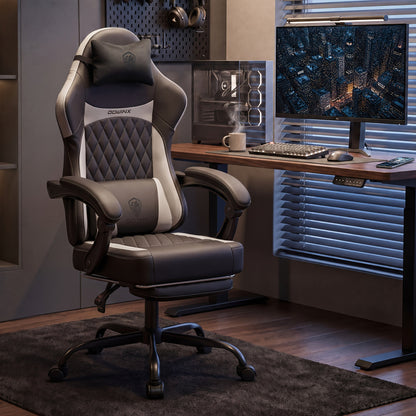 Gaming Chair shown in the Black and white upgraded version option