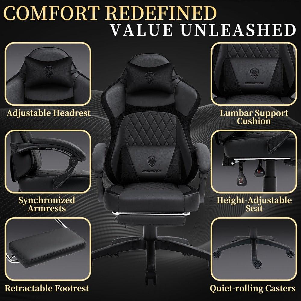 Faux Leather Gaming Chair with Lumbar Support and High Back for Home Office detail image - detail view 10