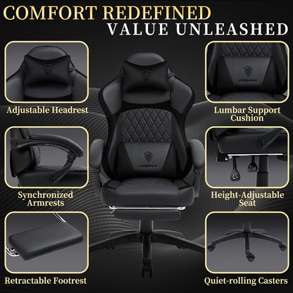Faux Leather Gaming Chair with Lumbar Support and High Back for Home Office detail image - detail view 10