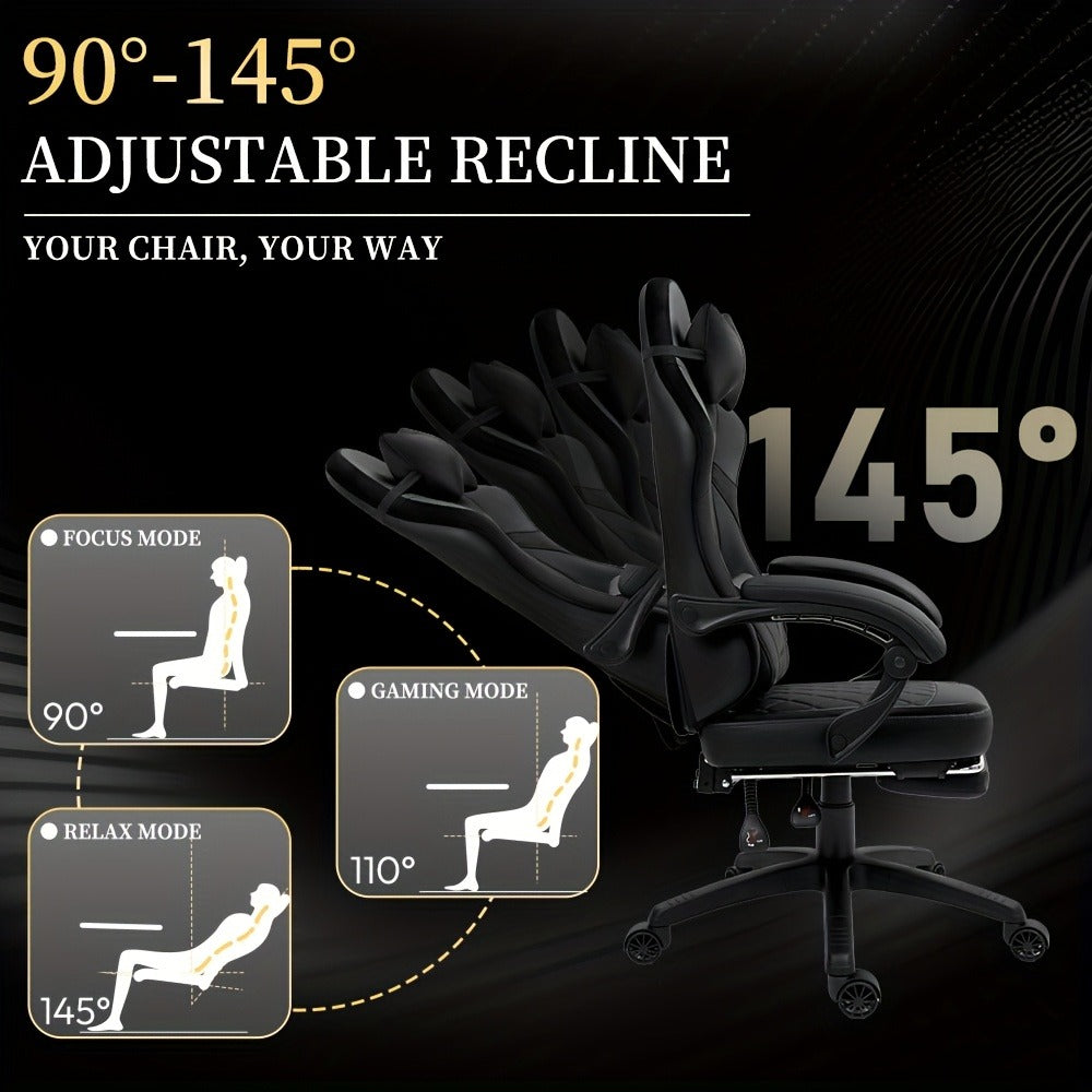 Faux Leather Gaming Chair with Lumbar Support and High Back for Home Office detail image