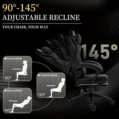 Faux Leather Gaming Chair with Lumbar Support and High Back for Home Office detail image