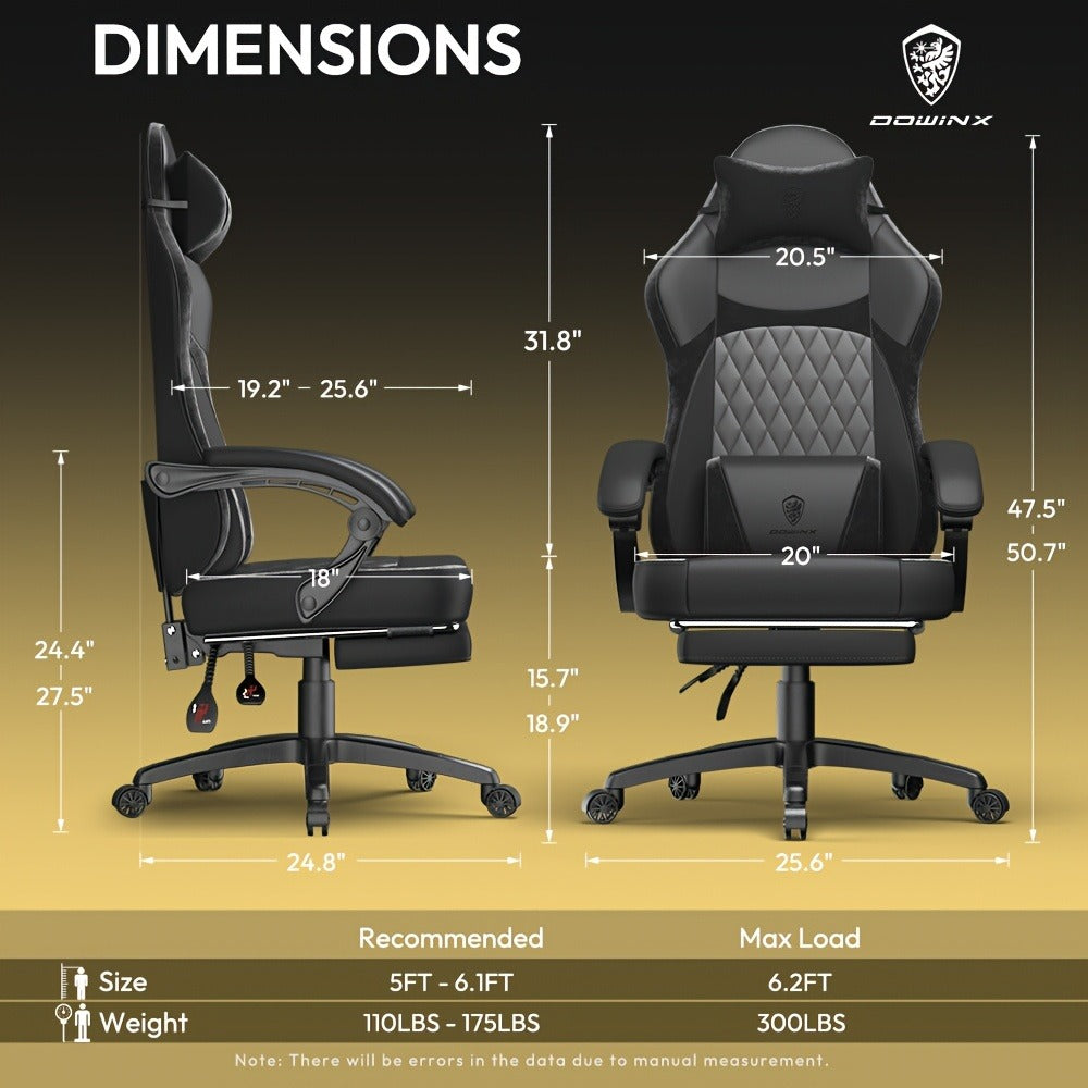 Faux Leather Gaming Chair with Lumbar Support and High Back for Home Office detail image - detail view 4