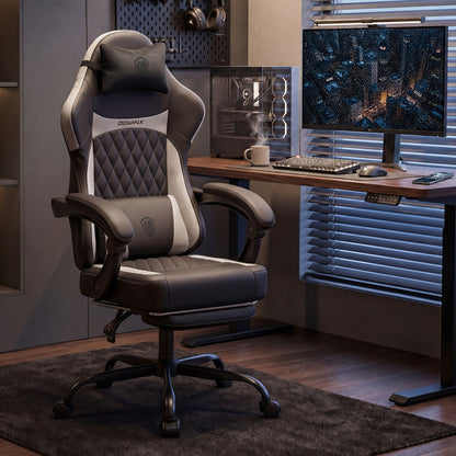 Faux Leather Gaming Chair with Lumbar Support and High Back for Home Office detail image - detail view 5