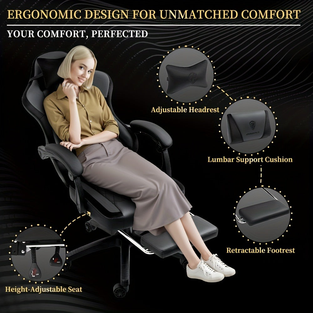 Faux Leather Gaming Chair with Lumbar Support and High Back for Home Office detail image - detail view 8