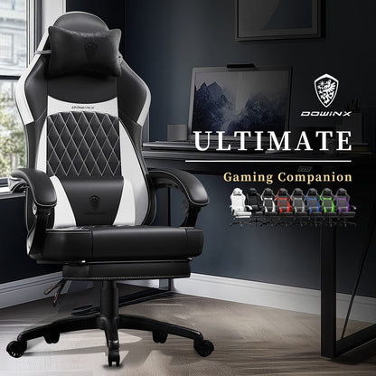 Gaming Chair, PU Leather with Pocketed Spring Cushion & Massage Lumbar Support - Ergonomic shown in the main product view
