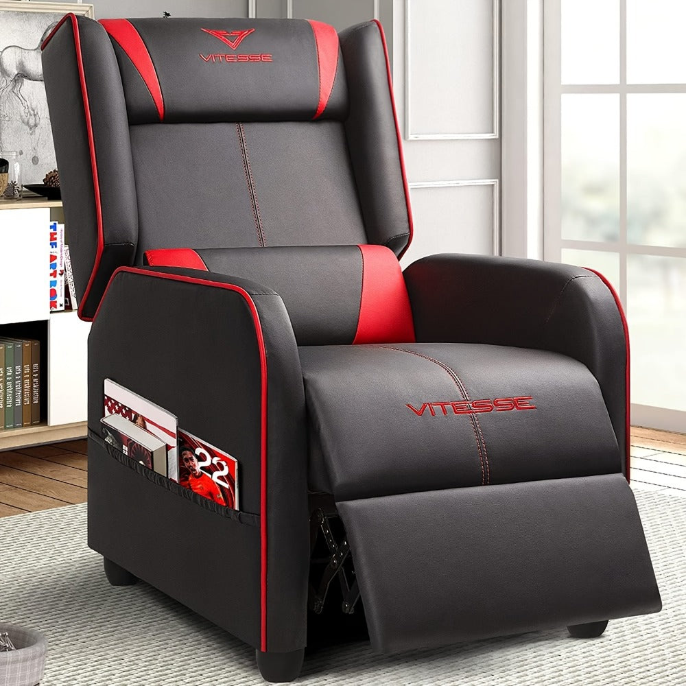 Faux Leather Gaming Recliner Chair for Comfortable Everyday Seating in Living Room detail image - detail view 4