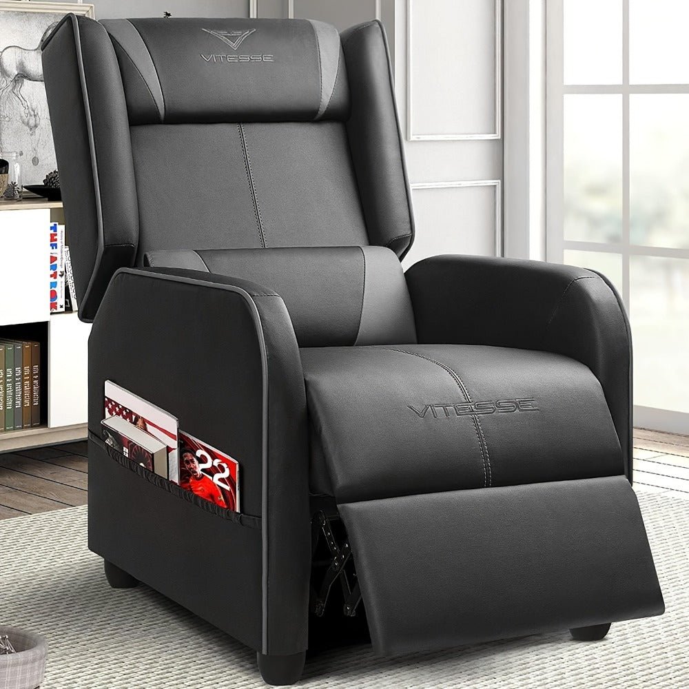 Faux Leather Gaming Recliner Chair for Comfortable Everyday Seating in Living Room detail image - detail view 6