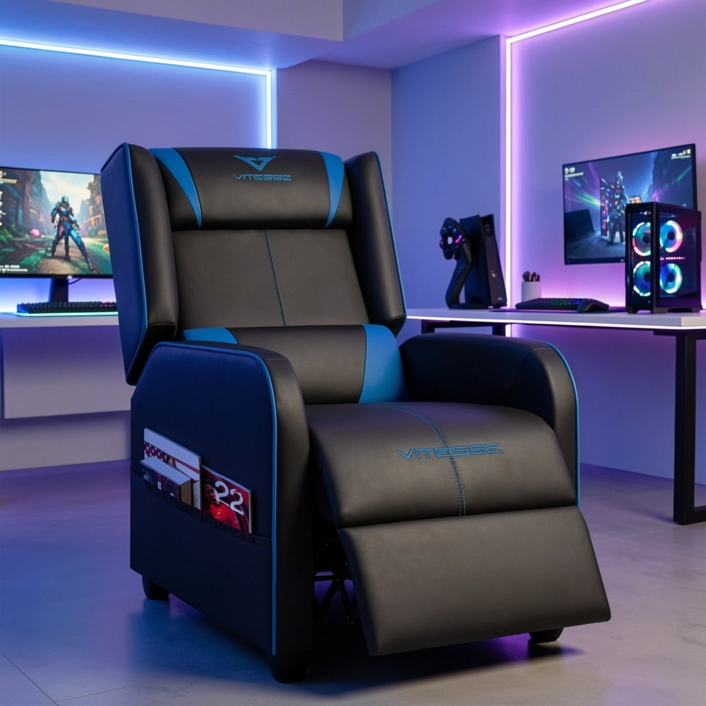 Faux Leather Gaming Recliner Chair for Comfortable Everyday Seating in Living Room detail image - detail view 9