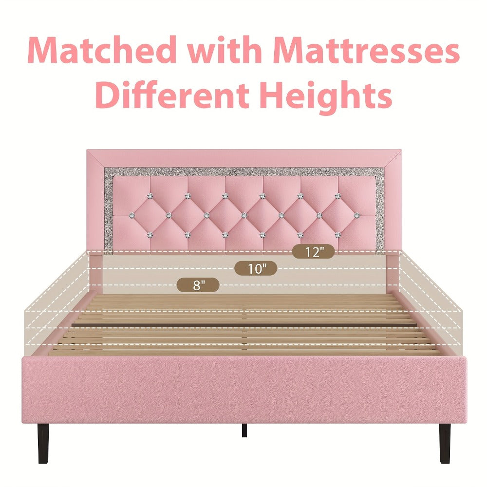 Faux Leather Twin Bed Frame with Solid Wood Construction for Bedroom Comfort and Support detail image - detail view 14