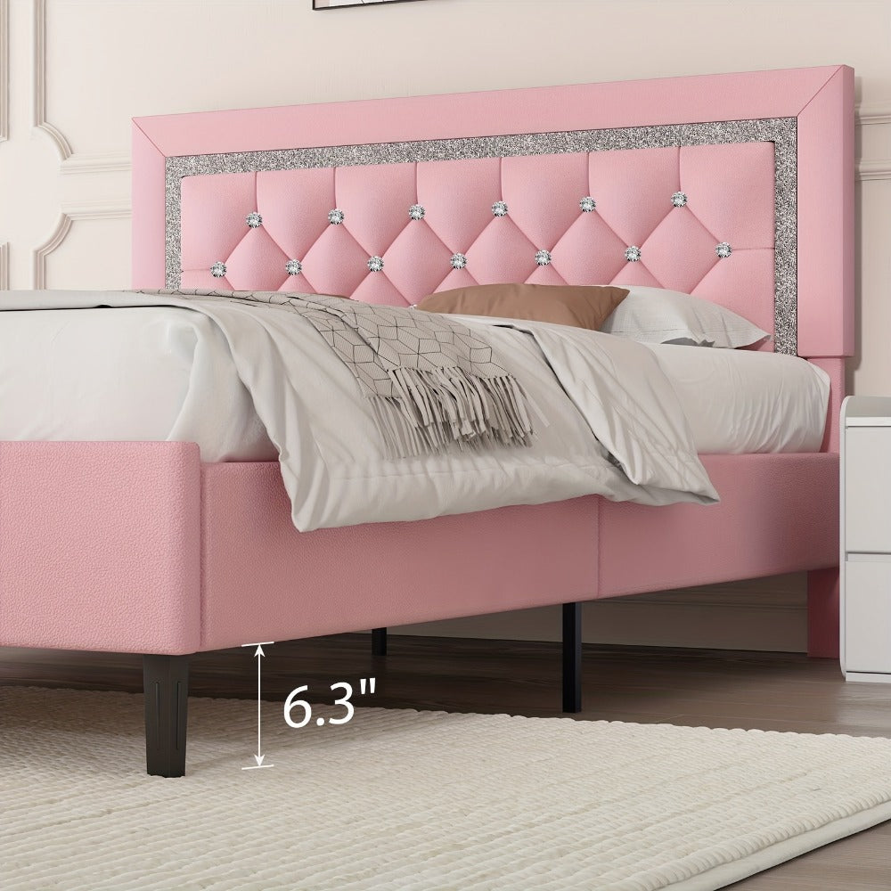 Faux Leather Twin Bed Frame with Solid Wood Construction for Bedroom Comfort and Support detail image - detail view 15