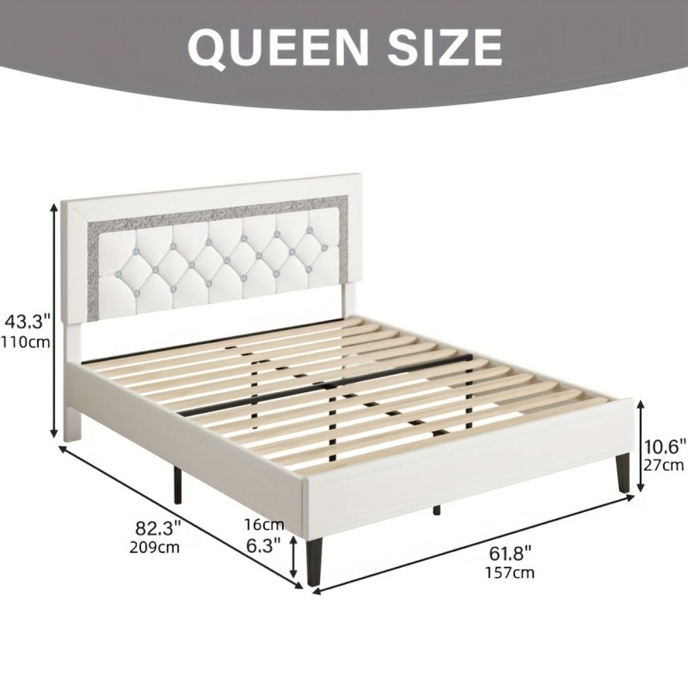 Faux Leather Twin Bed Frame with Solid Wood Construction for Bedroom Comfort and Support detail image - detail view 9