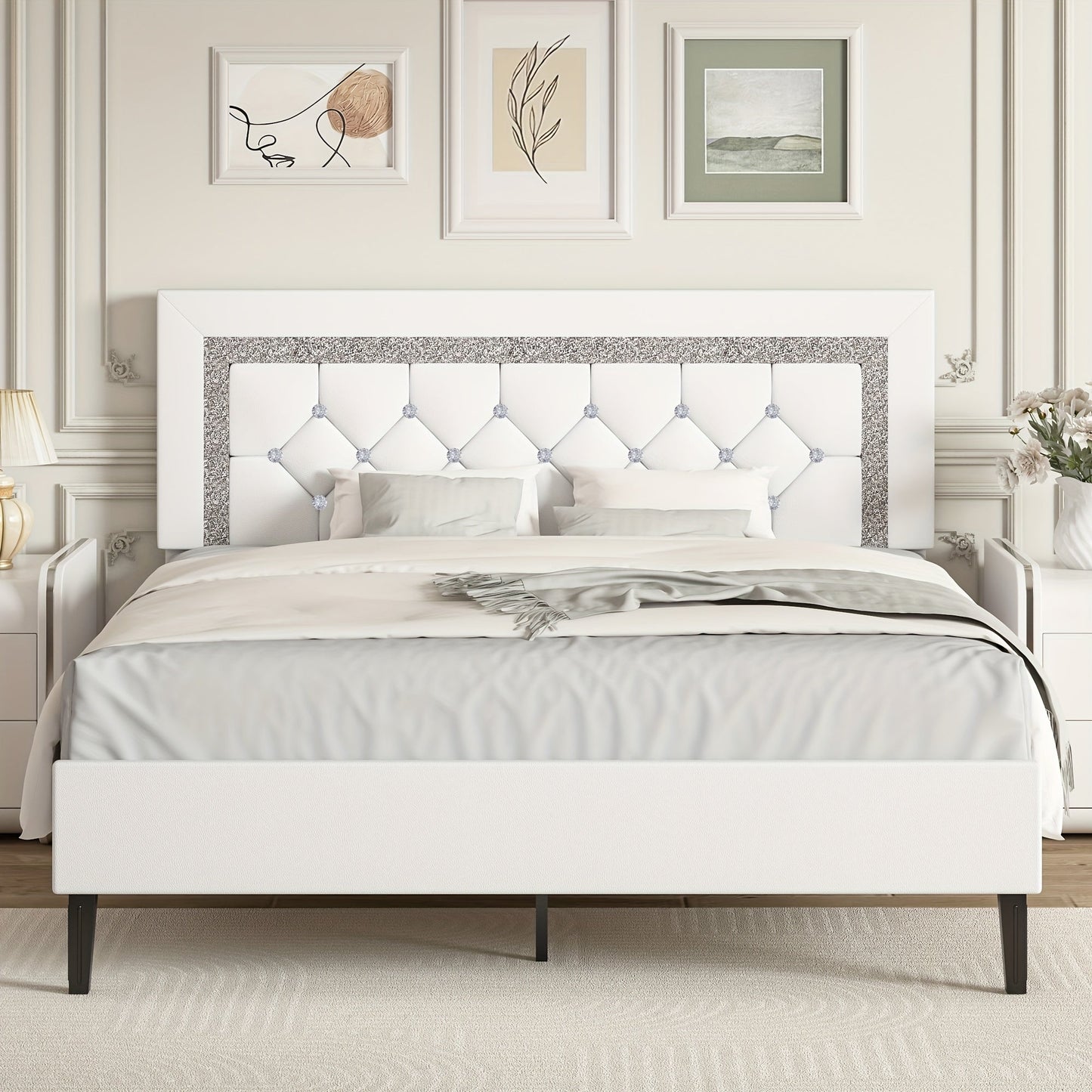 Bed Frame shown in the White, Full option