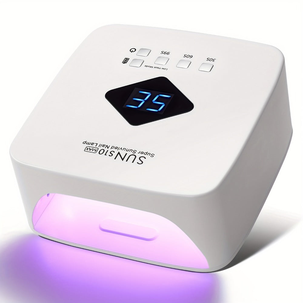 Cordless LED Nail Lamp SUN S10 MAX Rechargeable — 30 LED Lights Auto Sensor 3-Timer LCD Display Professional Gel Nail Dryer for UV Gel Acrylic Base Top Coat, Wireless Nail Light for Salon & Home Manicure