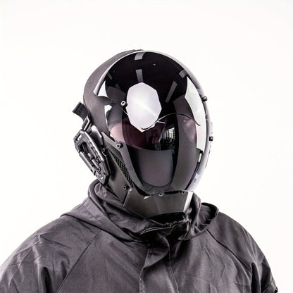 Mechanical Cyberpunk Mask Black – Futuristic Sci-Fi Half Face Costume Prop for Halloween Cosplay, Rave Bar Club Party, Stage Performance & Photography, Cool Gift for Adults Men Women