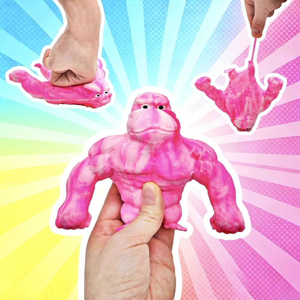 Stretchy Gorilla Fidget Toy Squishy Squeeze Monkey – PVA Sponge Sensory Stress Relief Toy for Kids & Adults, 5 Colors, Easter Basket Stuffer, Christmas Stocking Stuffer, Party Favor