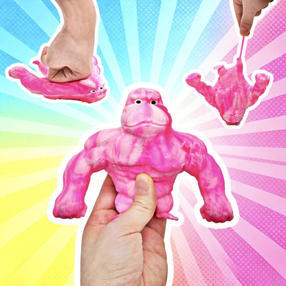 Stretchy Gorilla Fidget Toy Squishy Squeeze Monkey – PVA Sponge Sensory Stress Relief Toy for Kids & Adults, 5 Colors, Easter Basket Stuffer, Christmas Stocking Stuffer, Party Favor
