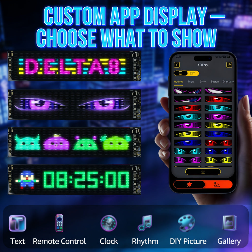 Smart Lighting-Devil Eyes LED Light, 23.42''x4.72'' Scrolling Bright Advertising, Programmable LED Sign, Flexible Digital Matrix Display, [High Refresh Rate Screen], LED Lights for Car, Perfect Wedding Decorations, And More
