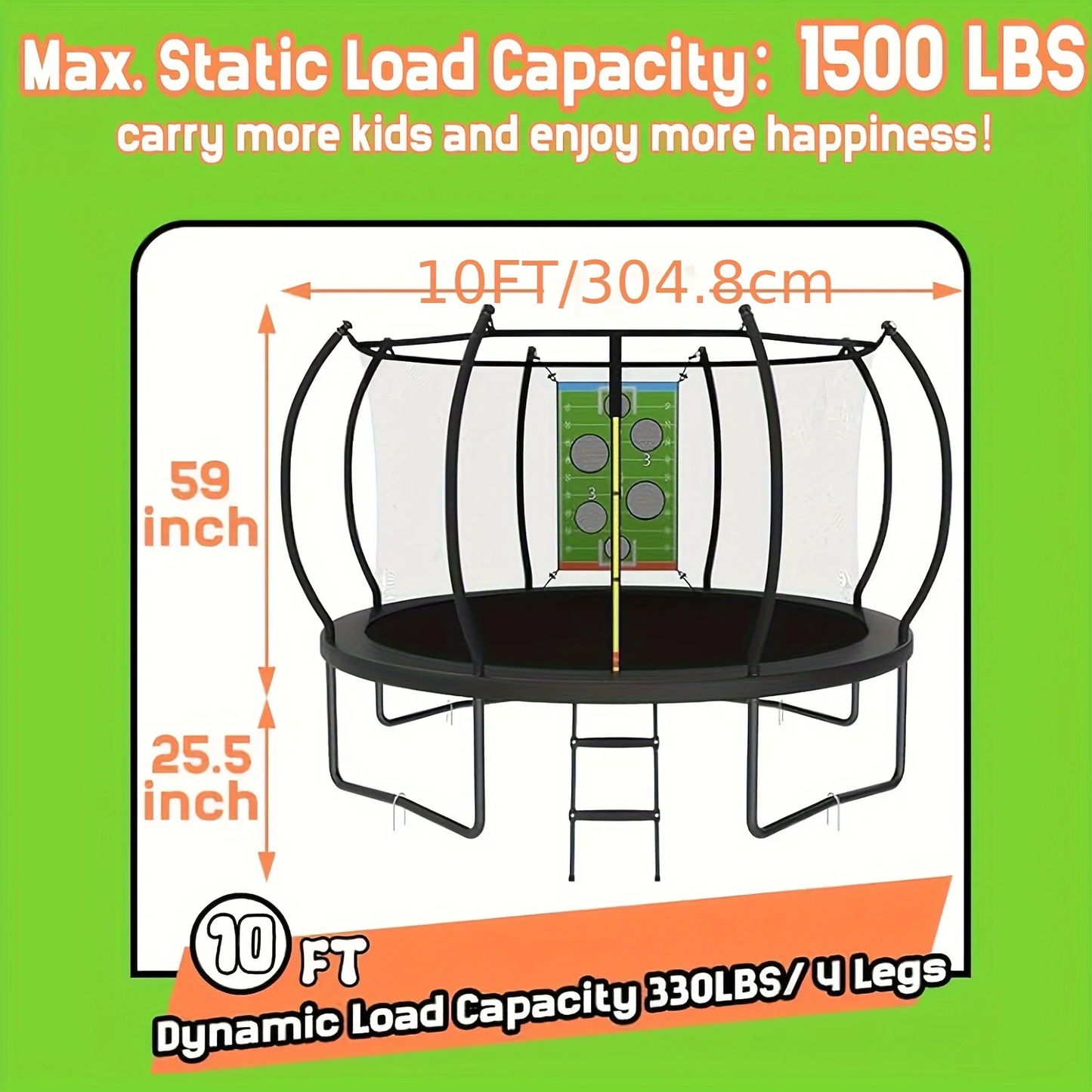 Outdoor Trampoline with Safety Enclosure Net Football Toss Game 8 10 12 14FT Round Backyard Trampoline for Kids Adults Indoor Outdoor Party Play