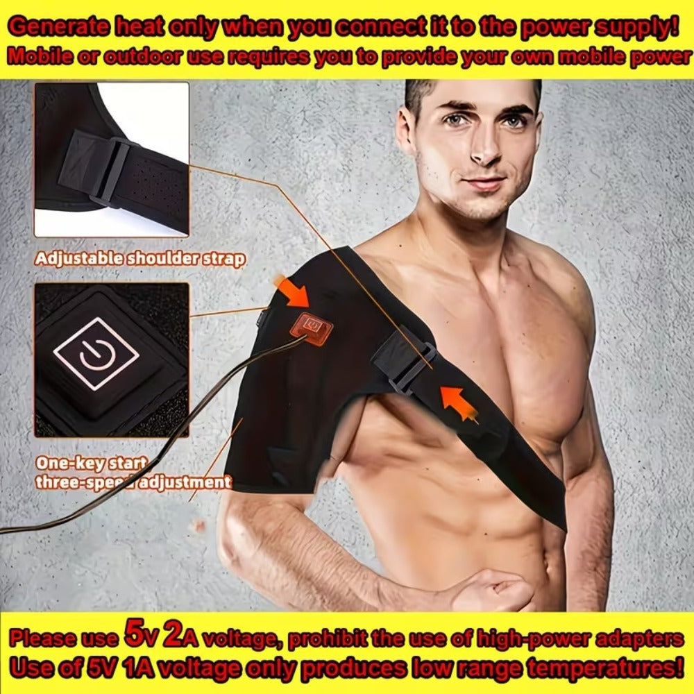 USB Heated Shoulder Pad with 3-Speed Temperature Control – Electric Heating Wrap for Shoulder & Neck Pain Relief, Keep Warm Massage Tool, Gift for Men & Women