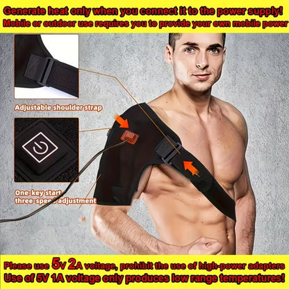 USB Heated Shoulder Pad with 3-Speed Temperature Control – Electric Heating Wrap for Shoulder & Neck Pain Relief, Keep Warm Massage Tool, Gift for Men & Women
