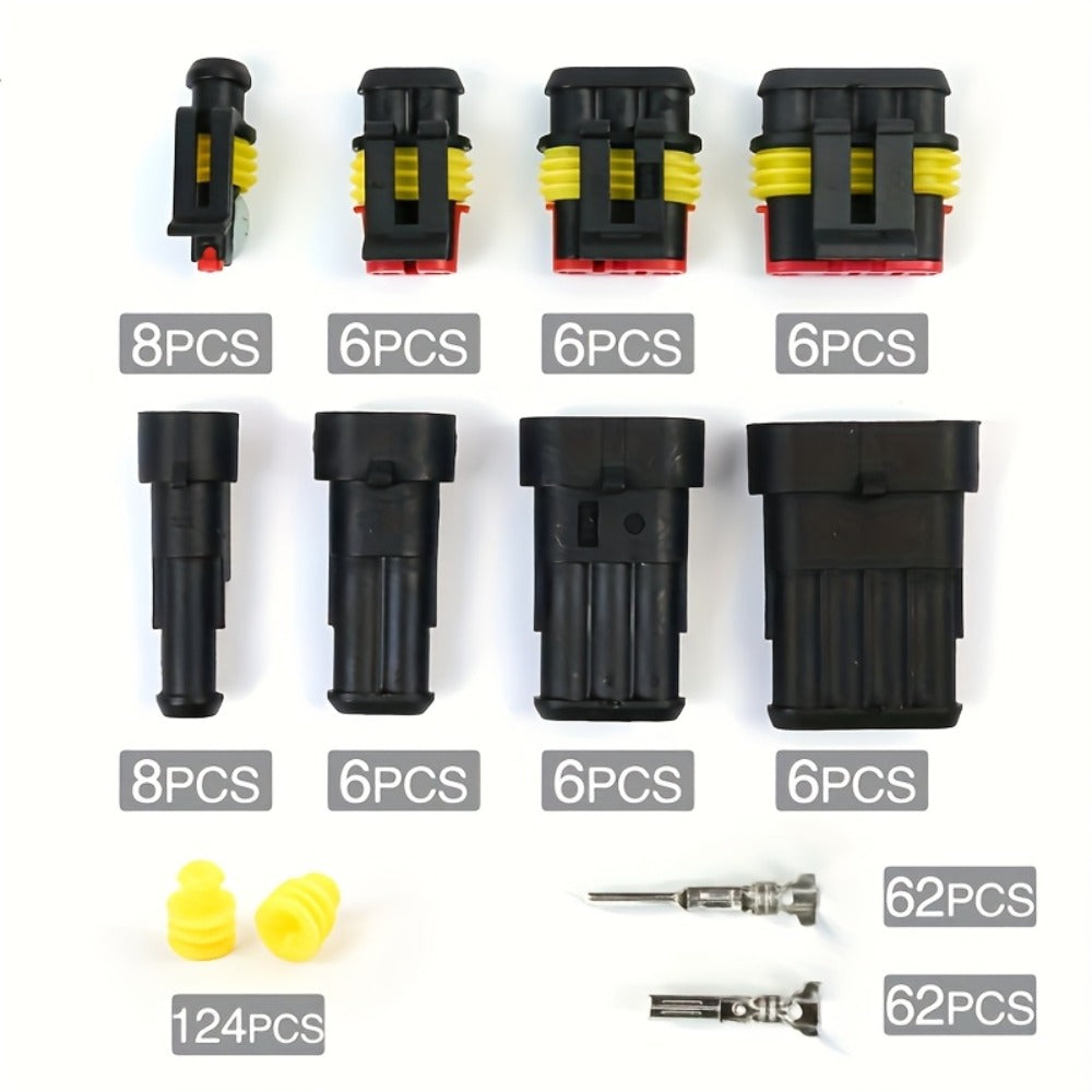 Automotive Electrical Connector Terminal Kit 355PCS - 1/2/3/4 Pin Wire Plug Set for Car Repair, Wiring Harness & Electrical Maintenance, Universal Fit