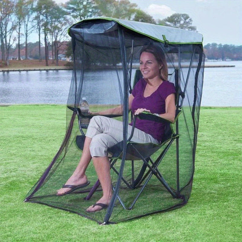 Hanging Chair Mosquito Net with Sunshade Cover – Double Layer Multi-Purpose Insect Protection Net for Patio, Balcony & Poolside – Black, White or Grey (Chair Not Included)