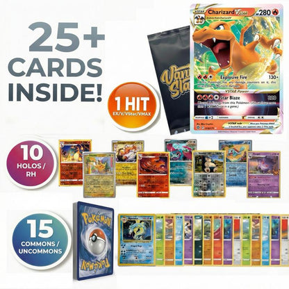 Pokemon Mystery Pack 26 Cards | 1 Hit Card Guaranteed EX GX V VMAX Ultra Rare | 10 Holos & Reverse Holos | Spark Starter Pack for New Collectors & Kids | Perfect Pokemon Gift