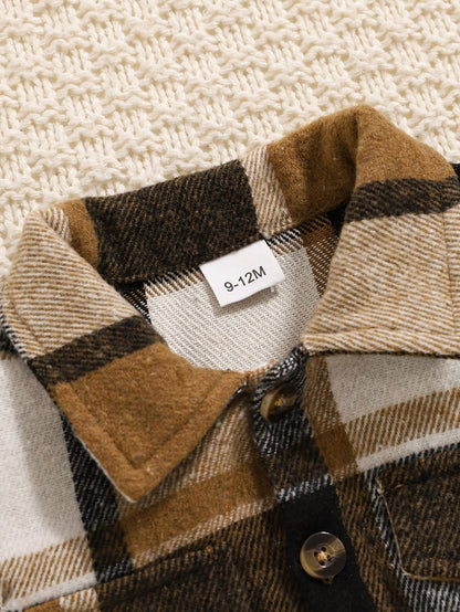 Baby Girl Plaid Outfit Set - Sleeveless Winter