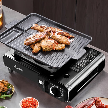 Portable Butane Stove – Cassette Camp Burner with Piezoelectric Ignition & Safety Lock for Camping Hiking BBQ Korean Cooking Outdoor