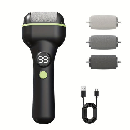 Foot Callus Remover Electric Rechargeable 3 Interchangeable Grinding Heads LCD Display Portable Electronic Foot File Dead Skin Remover Pedicure Tool for Women Men Athletes