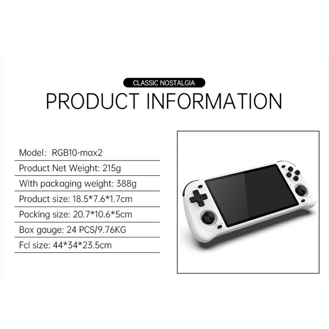 Handheld Game Console Powkiddy RGB10MAX2 Retro Gaming 5-inch IPS ArkOS 30 Emulators