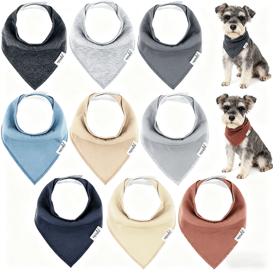 Pet Bandana Scarf 10 Pack for Dogs Cats, Small Triangle Bib Neckerchief Solid Color Adjustable Saliva Towel Strong Water Absorption Easy to Put On and Clean for Puppy Kitten Small Pets
