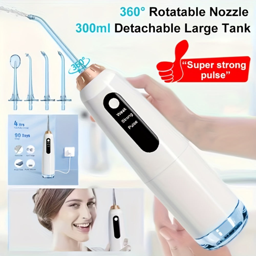 Electric Toothbrush Water Flosser Combo Set – 3 Modes USB Rechargeable Oral Care Kit with 4 Brush Heads & 4 Nozzles, 360° Rotating Flosser for Deep Clean & Gum Care