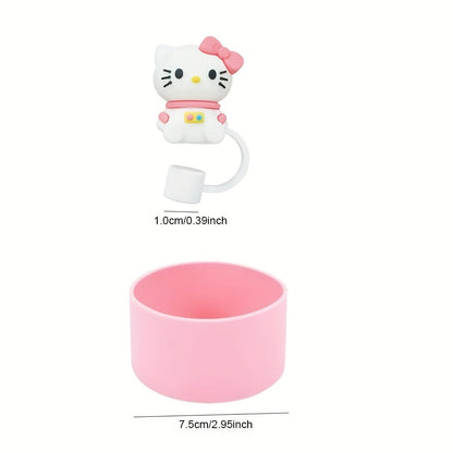 Kawaii Sanrio Tumbler Accessories Cup Sleeve & Silicone Boot Set - Compatible with 30 & 40 oz Tumblers, Hello Kitty Kuromi Cinnamoroll Melody Foam Handle Strap, Cute Cartoon Water Bottle Accessories
