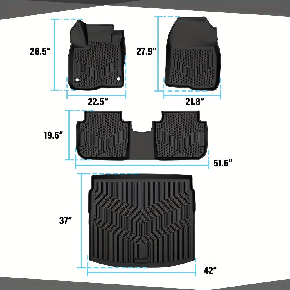 4pcs TPE Floor Mats Cargo Liners For Honda For CRV 2023 -2025, Include Hybrid, All Weather Full Cover Protection Floor Liners Accessories, Black
