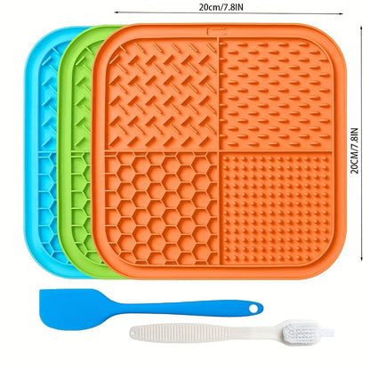 Lick Mat for Dogs & Cats 5-Pack with Suction Cups - Slow Feeder Licking Pad for Anxiety Relief & Boredom, Peanut Butter Treat Mat, Distraction Tool for Bathing Grooming, Orange Green Blue