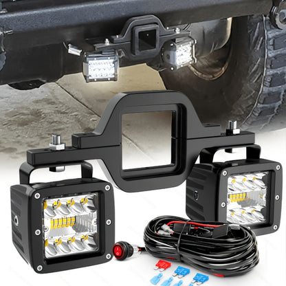 4-Inch LED Off-Road Spot Driving Lights 60W 1260LM Die-Cast Aluminum with Tow Hitch Bracket & 12ft Wiring Harness Kit for Trucks SUVs ATVs, 2pcs White Green Red Yellow Purple Amber Options