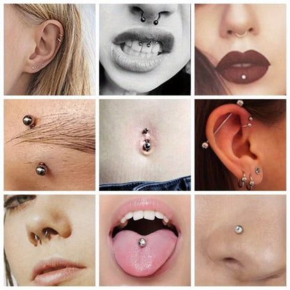 Body Piercing Jewelry Set 116pcs Stainless Steel – 14G 16G Mix BCR CBR Labret Lip Rings, Cartilage Daith Earrings, Nose Septum & Belly Studs