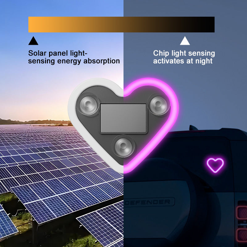 Set of 2 Car Interior Neon Heart Lights Available in Blue, Pink, Red, Ice Blue, Rechargeable Via Solar Or USB, Featuring 5 Lighting Modes, Perfect for Decorating Car Dashboards And Home Parties, an Ideal Gift for Couples During Halloween, Christmas