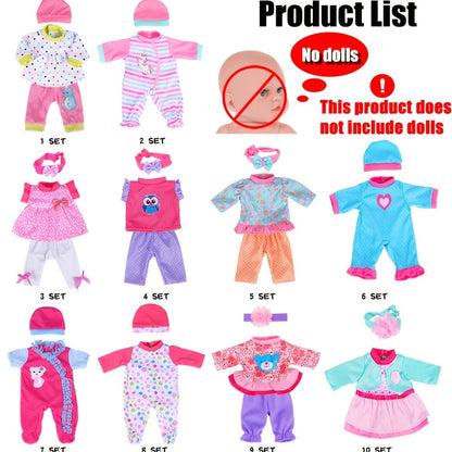 10-Set Baby Doll Clothes for 10 12 14 Inch Dolls – Variety Fashion Outfits Set, Soft Safe Fabric, Easy On Off, Birthday Christmas Gift for Girls Ages 3+ (Doll Not Included)