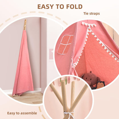 Kids Teepee Tent Indoor Outdoor Play Tent – Nordic Conical Princess Playhouse, Washable Kids Play Tent for Toddlers & Children | White, Blue, Pink, Star | Birthday Christmas Gift