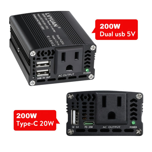 [Portable Without Battery] Car Power Inverter Charger Converter 500W/200W Rated Power Car Power Inverter 12V To 110V American Standard Socket Transformer With QC3.0 USB Port, Vehicle And Boat Universal Portable Auto Power Adapter, Car Accessories, Without