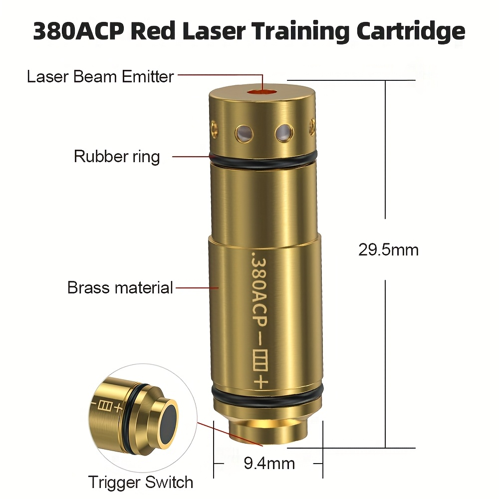 Dry Fire Laser Training Cartridge Multi-Caliber – 9mm 45ACP 223Rem 380ACP 357Sig 308Win 12GA 40Cal 6.5mm 7.62x39 | H59 Brass | Class IIIA Red Laser | Aperture Aiming | Batteries Included