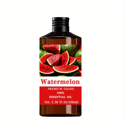 Watermelon Essential Oil 100ml 3.38oz — 100% Pure Aromatherapy Oil for Skin Hair Nail Care Massage & Diffuser, Fresh Fruity Scent Relaxation Gift for Women and Men