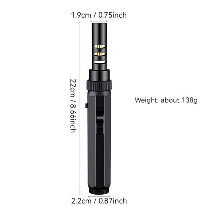 Windproof Jet Flame Torch Lighter with Safety Lock & Switch Lock, Large Adjustable Flame, Outdoor Torch for Campfire BBQ Baking Camping, Gas Not Included, Black Silver Blue