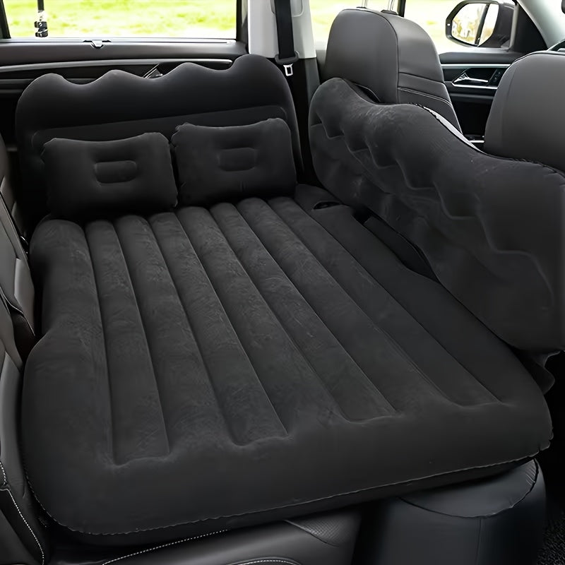 High-Value Thickened Car Inflatable Bed, Flocked Spine-Protective Comfortable Car Mattress, Car Additions, Universal for Sedans And Suvs, Quick Inflation with Pillow, Essential for Long Self-Drive Trips, Outdoor Camping Gear, Travel Rest Bed