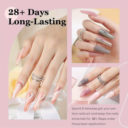 11-Piece Dip Powder Nail Kit Nude Grey Pink — 4 Colors Complete Dipping Set with Base Coat Activator Top Coat Nail Tools No Lamp French Manicure Gift for Women