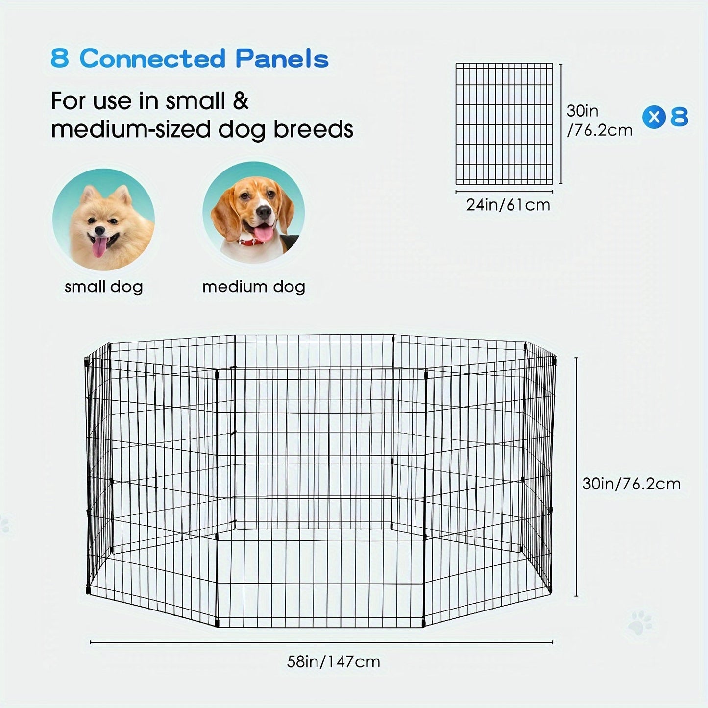 Foldable Metal Wire Dog Playpen & Pet Gate – 24/30/36/42" Indoor Outdoor Fence for Large Medium Small Dogs