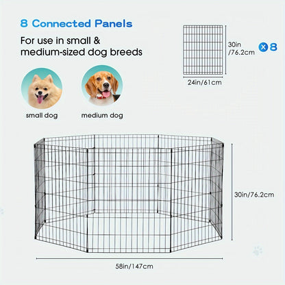 Foldable Metal Wire Dog Playpen & Pet Gate – 24/30/36/42" Indoor Outdoor Fence for Large Medium Small Dogs