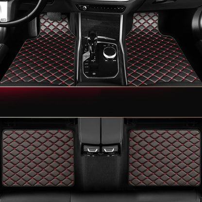 Four-piece car/Five-piece floor mat, luxury PU leather non-slip car floor mat, universal for front and rear rows, non-slip and wear-resistant, protective vehicles, suitable for most models